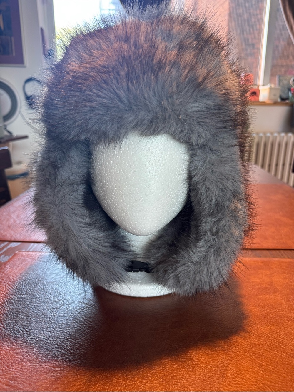 Luxurious Gray Fake Fur Hat